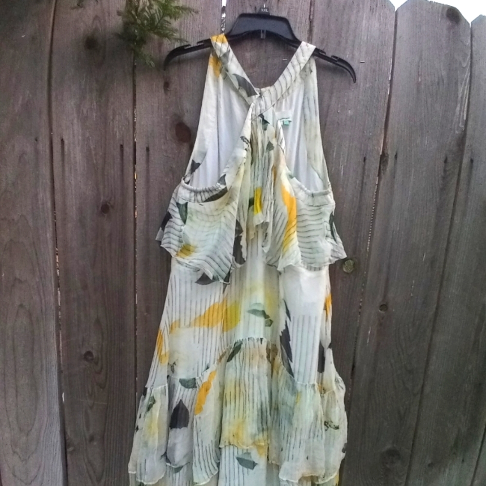 Anthropologie Halterneck Ruffle Multicolor Dress 18W